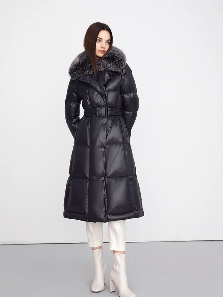 Natural Real Fur Collar Winter Down Coat