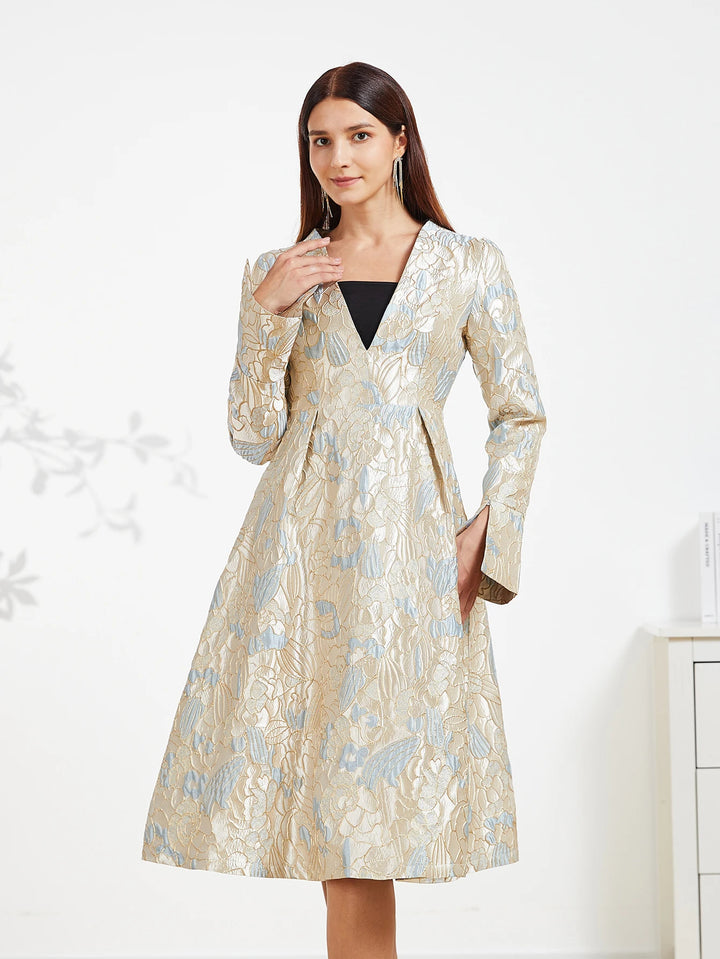 High-End Embroidered Midi Dress