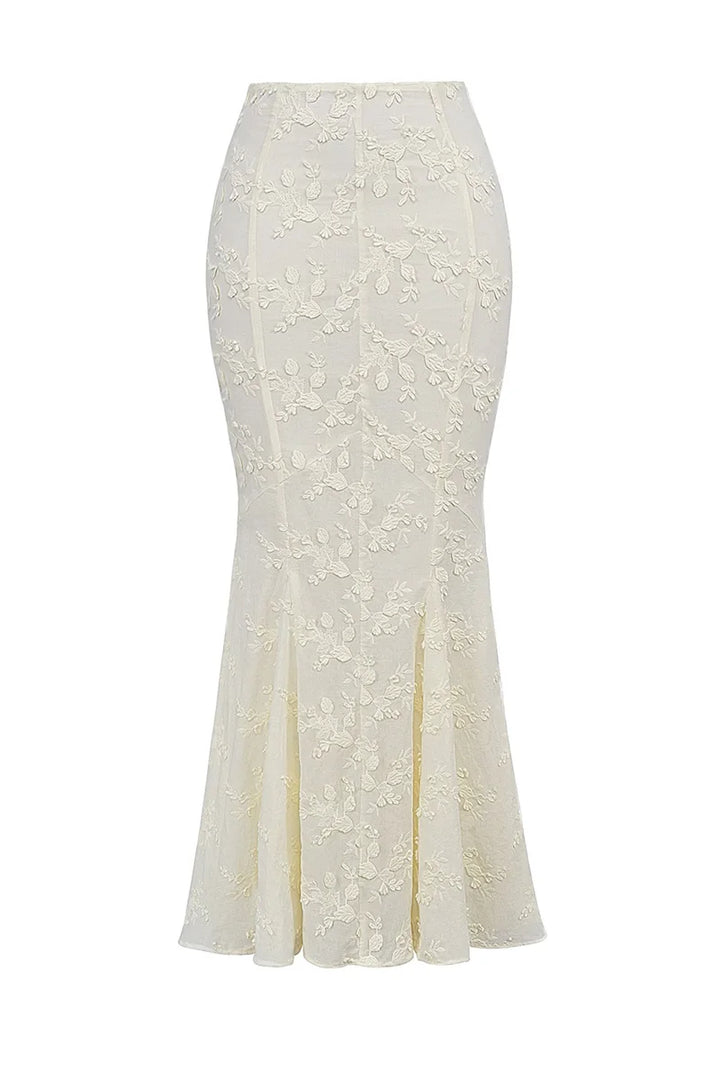 Embroidery Lace-Up 2-Piece Skirt Suit