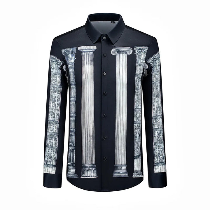 Refined Pillar Print Slim Fit Shirt