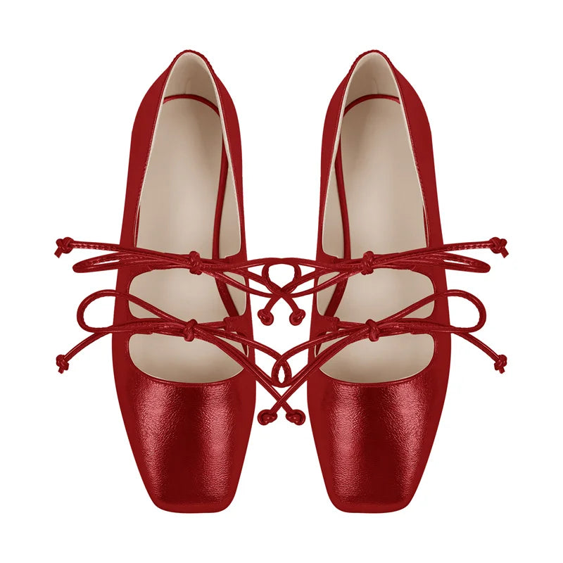Square Toe Mary Jane Strap Shoes