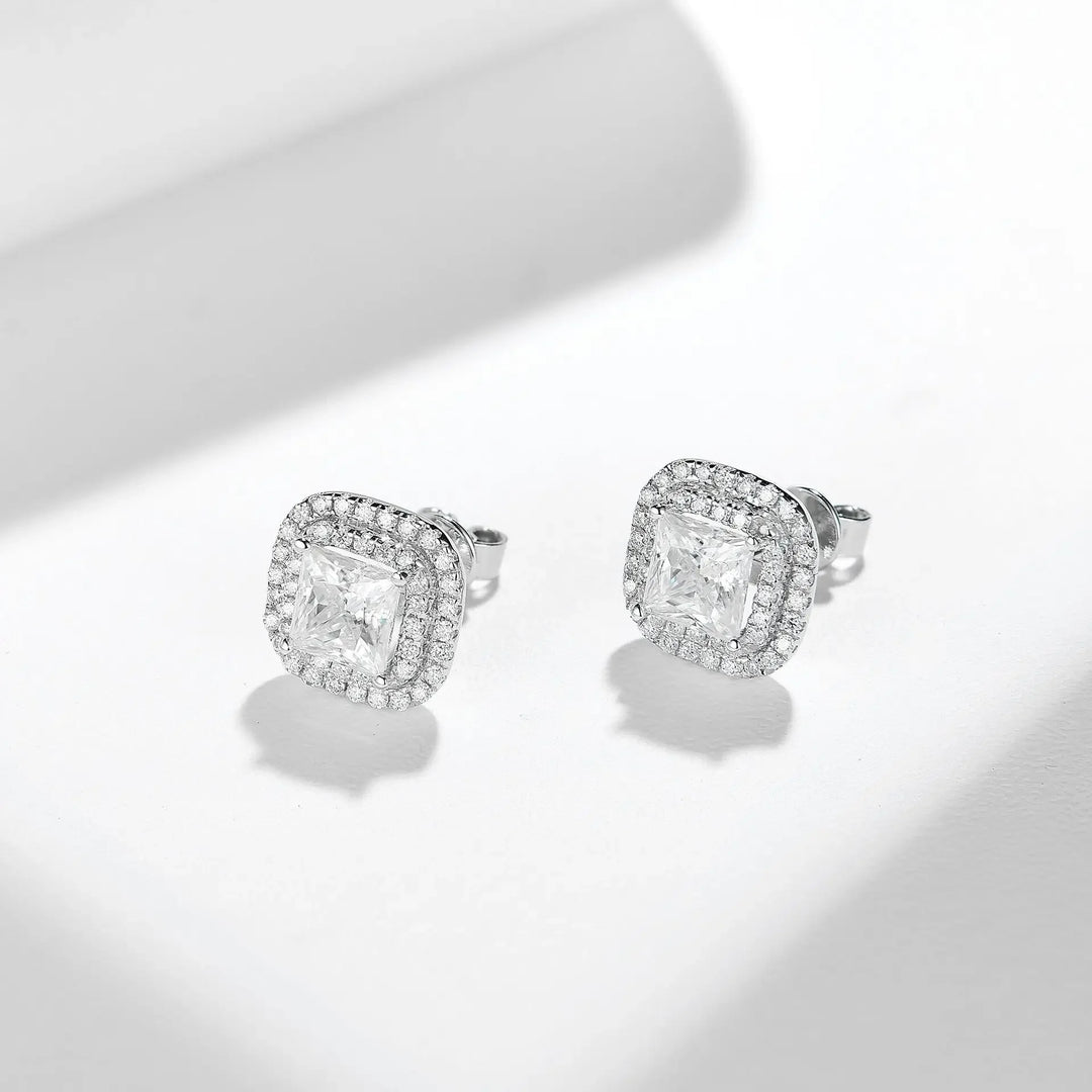 Beautiful Moissanite Square Stud Earrings