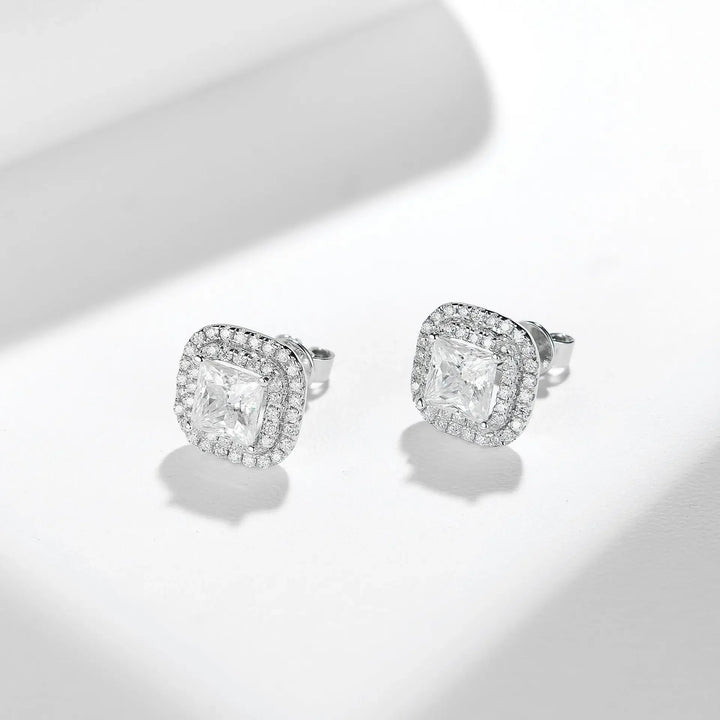 Beautiful Moissanite Square Stud Earrings