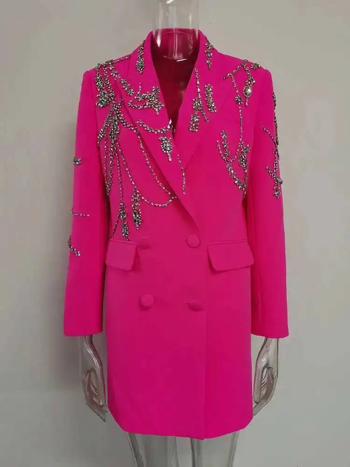 Notched Shining Beaded Blazer