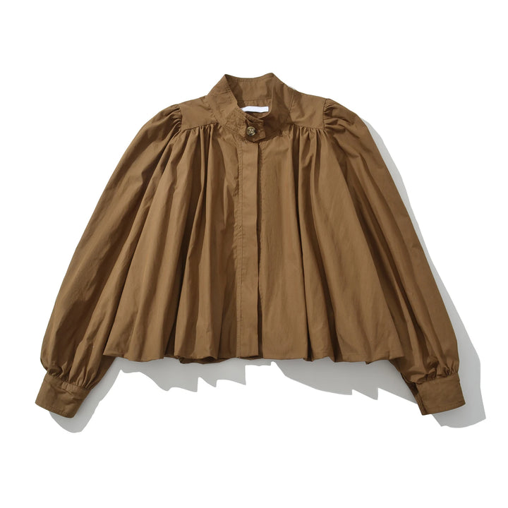 Sweet Stand Collar Pleated Blouse