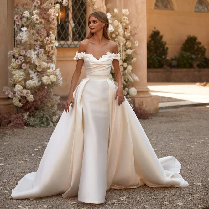 Regal 3D Floral Appliqued Wedding Dress