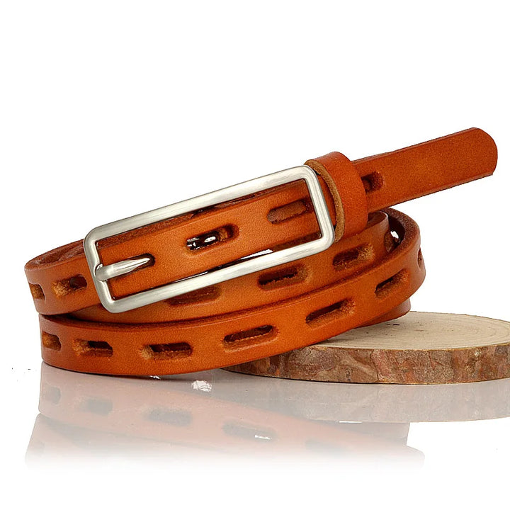 Natural Leather Thin Pin Buckle Belt