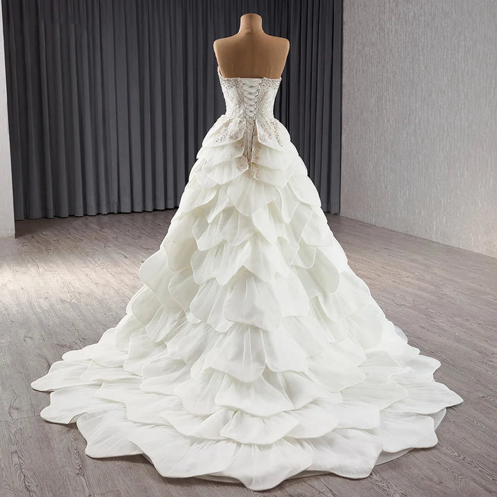 Luxury Pearls Split Wedding Gown