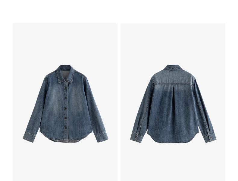 Boyfriend Style Long Sleeve Denim Shirt