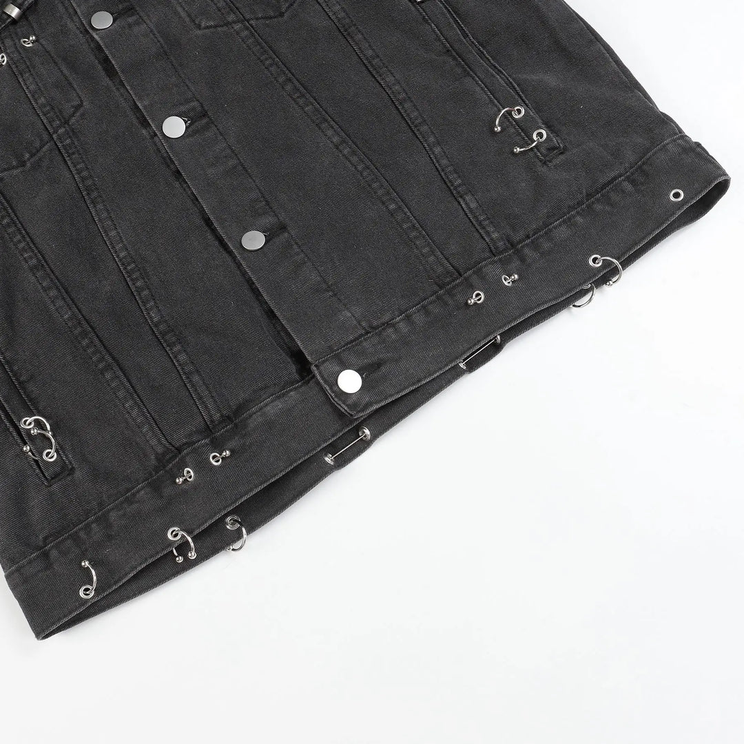 Trendy Rivet Oversized Denim Jacket