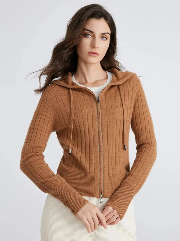 Premium Cashmere Hooded Cardigan