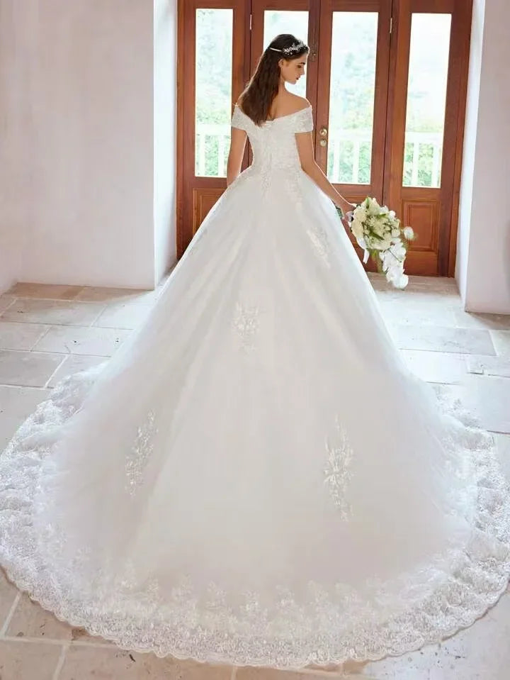 Modish Off-Shoulder Princess Wedding Gown