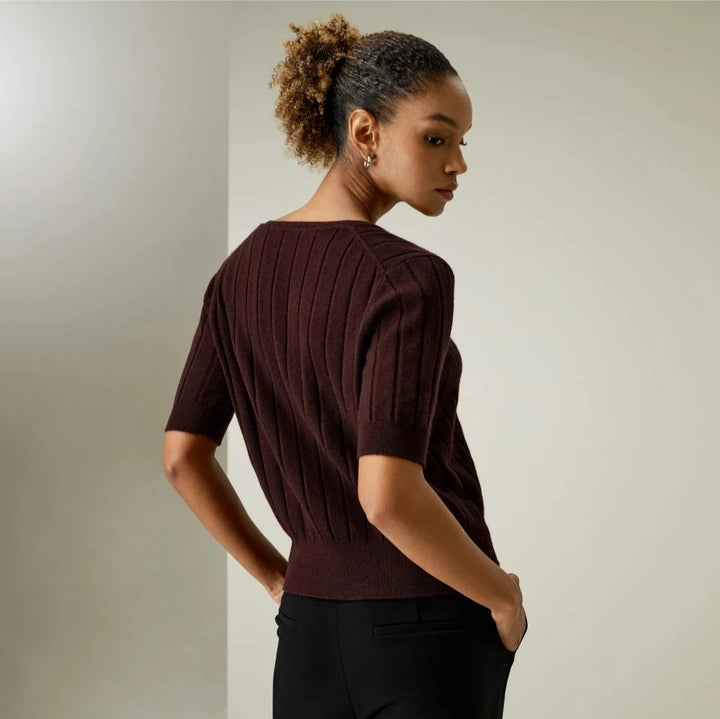 Casual Style Short Sleeves Cashmere Sweater