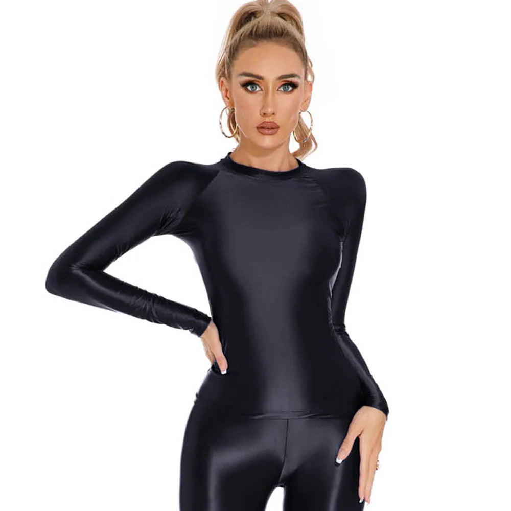 Glossy Shiny Fitness Crop Top