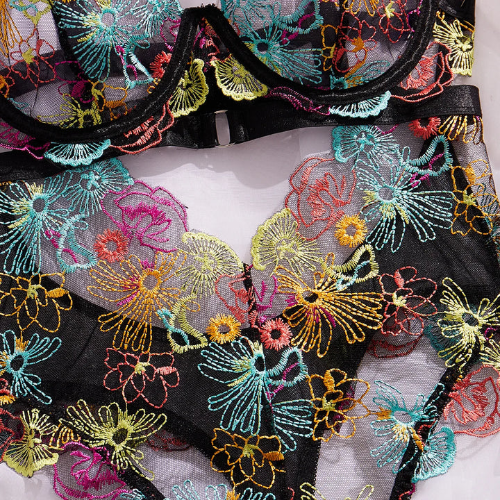 French Style Floral Embroidered Lingerie