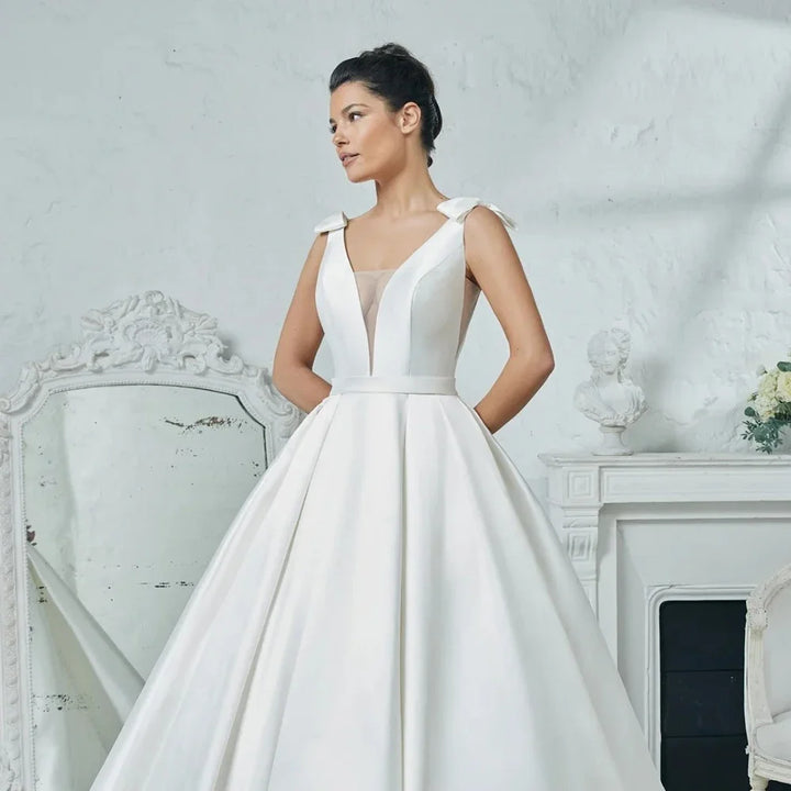 V-Neck Ball Gown Wedding Dress