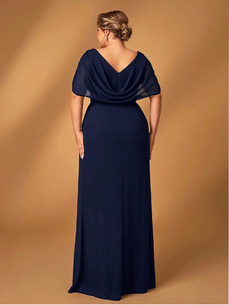 Shiny Chiffon Plus Size Women's Evening Gown