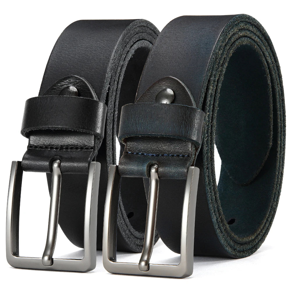 Antique Metal Buckle Cowhide Leather Belt