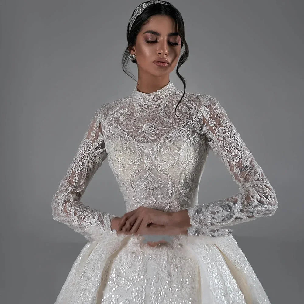 Modern Bead Decals Bridal Dress