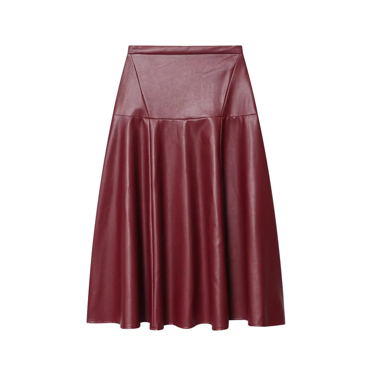 Elegant Faux Leather A-Line Skirt