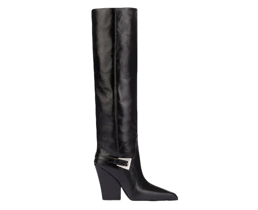 Shiny Belt Buckle Knee-High Boots