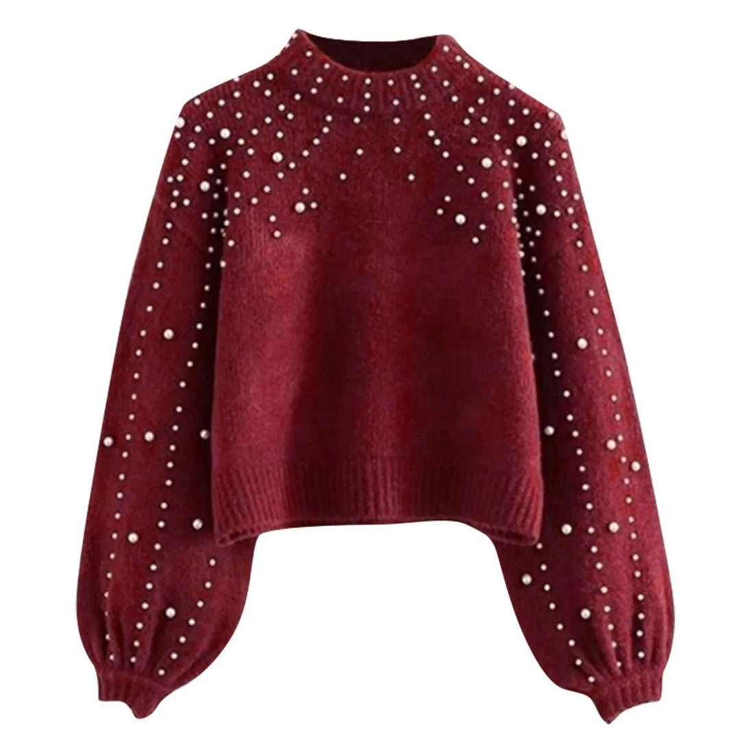 Classic Pearl-Embellished Jumper Sweater