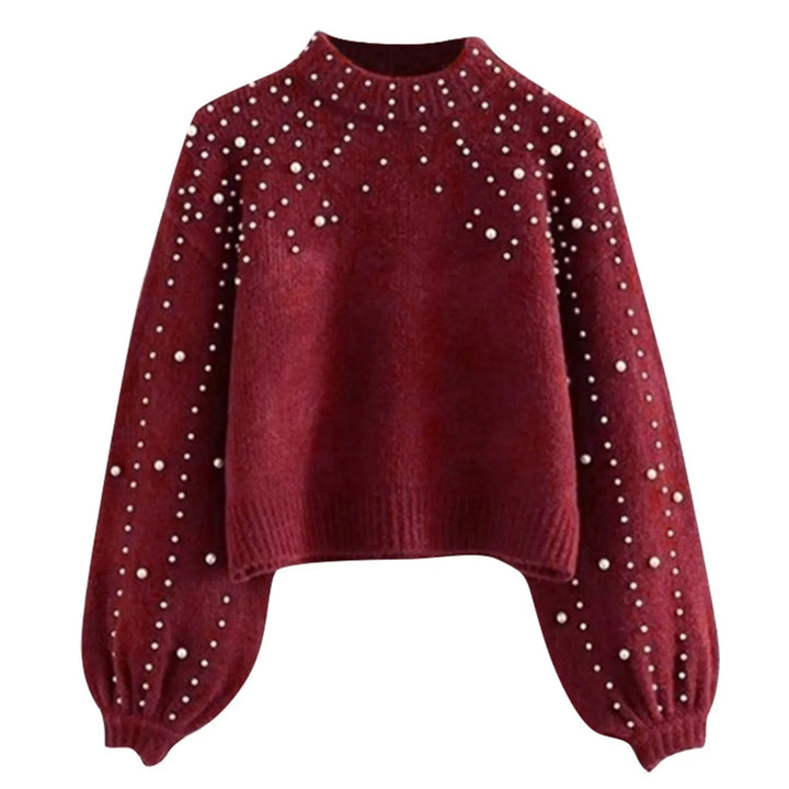 Classic Pearl-Embellished Jumper Sweater