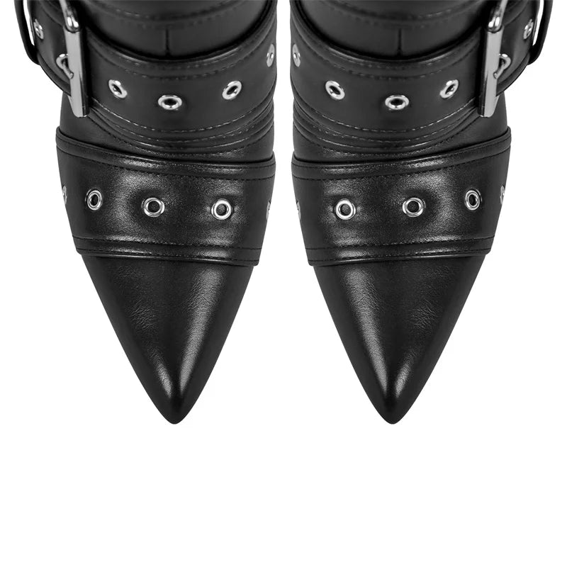 Pointed Mid-Calf Thin Heel Boots