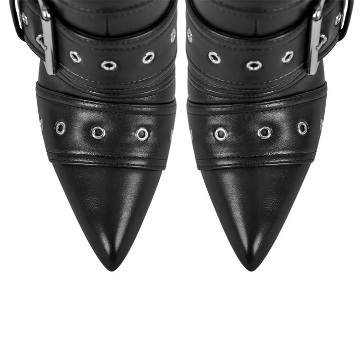 Pointed Mid-Calf Thin Heel Boots