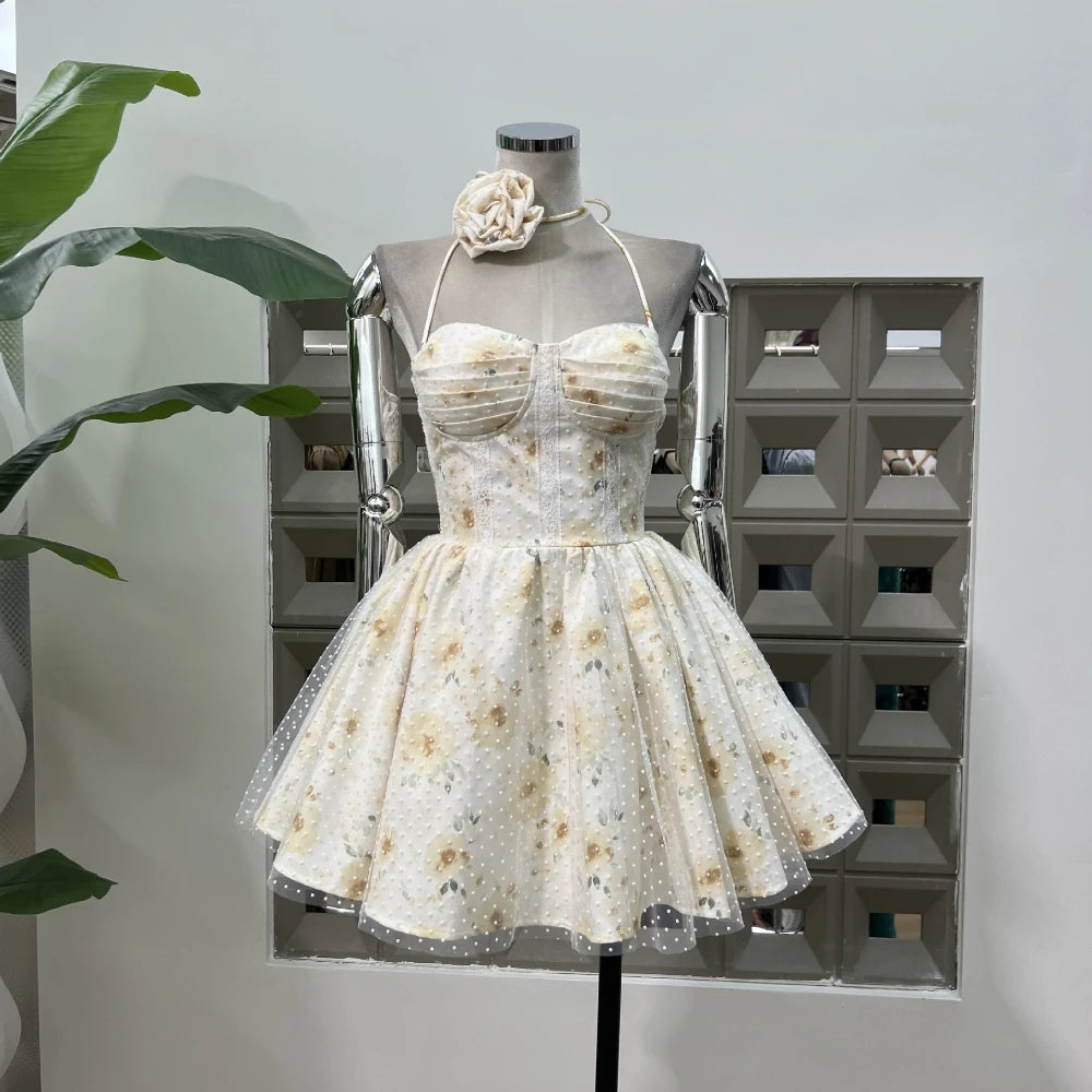 Gorgeous Floral Lace Mini Cocktail Dress