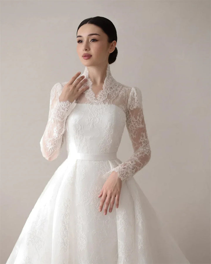 Luxurious Full Lace A-Line Bridal Gown