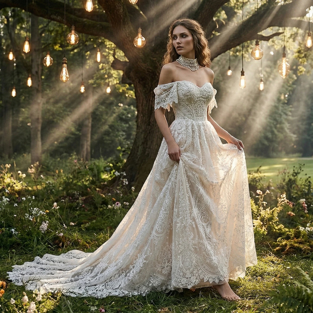 Sweet Floral Applique Bridal Couture