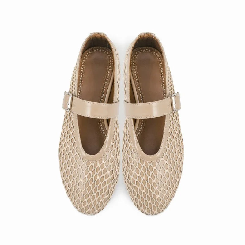 Mesh Round Toe Ballet Shoes