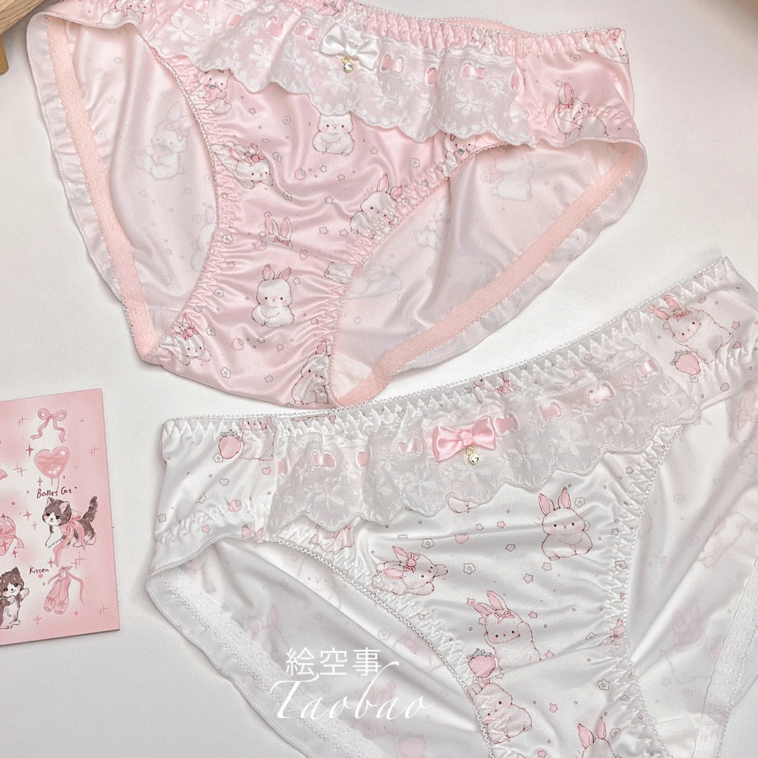 Sweet Embroidered Milk Silk Panties