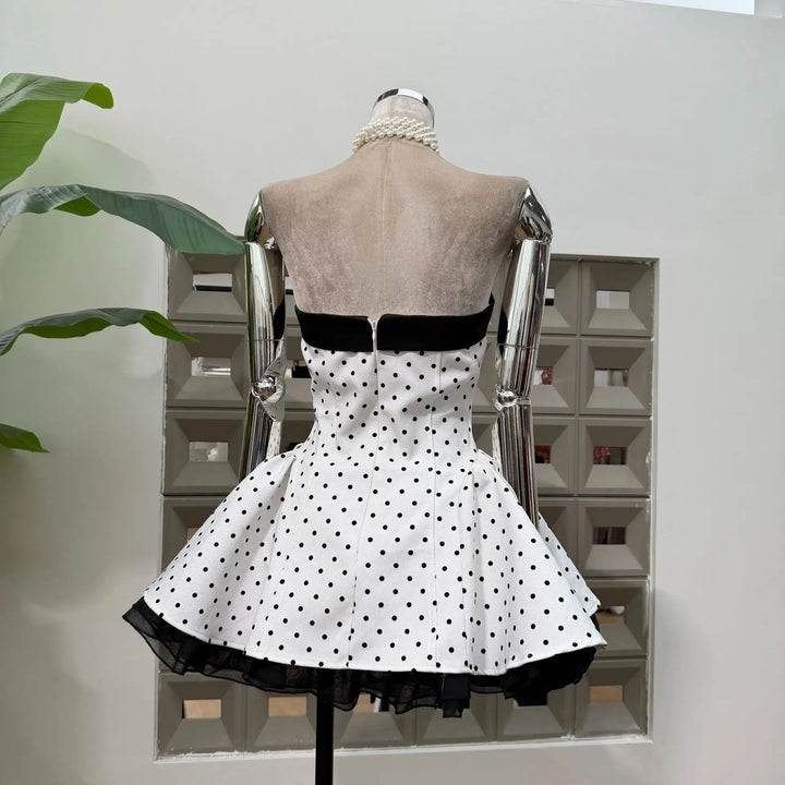 Stunning Polka Dot A-Line Mini Dress