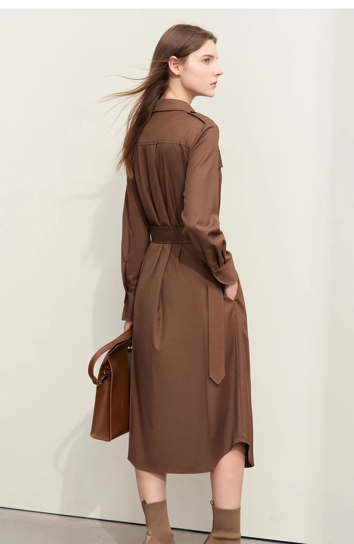 Belt Tie Retro Shirt Dress