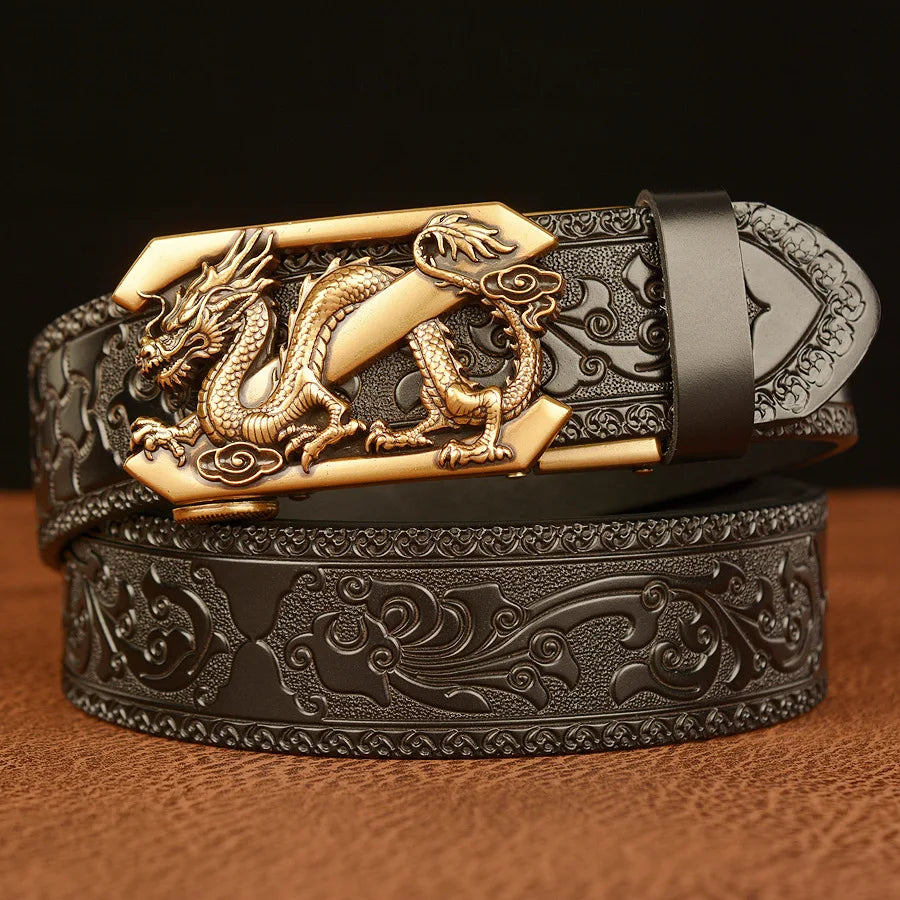 Gold Dragon Metal Automatic Buckle Belt