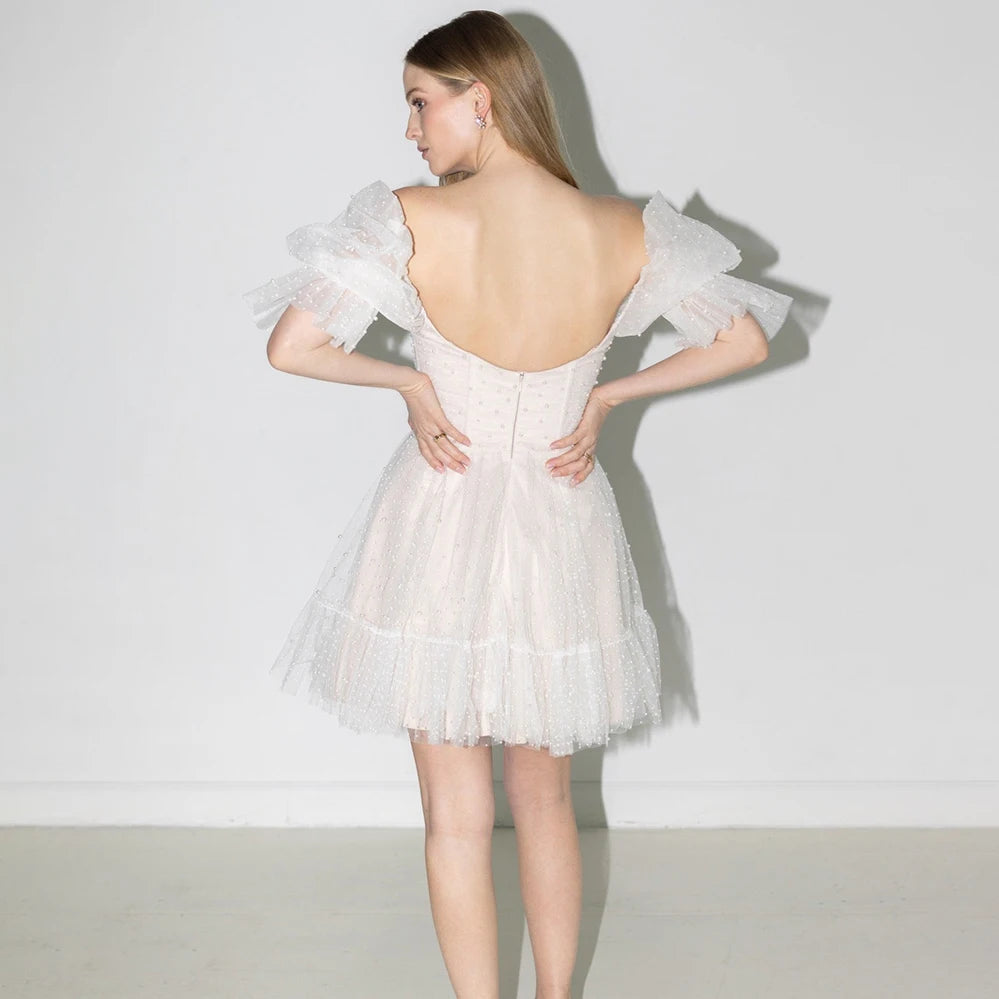 Delight Dotted Tulle Bridal Mini Dress
