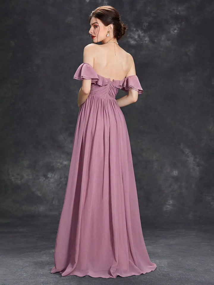 Glamorous Flounce Collar Evening Gown