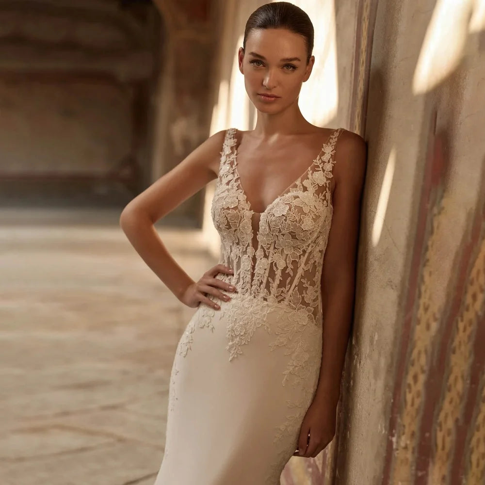 Modern Lace Detailing Wedding Gown