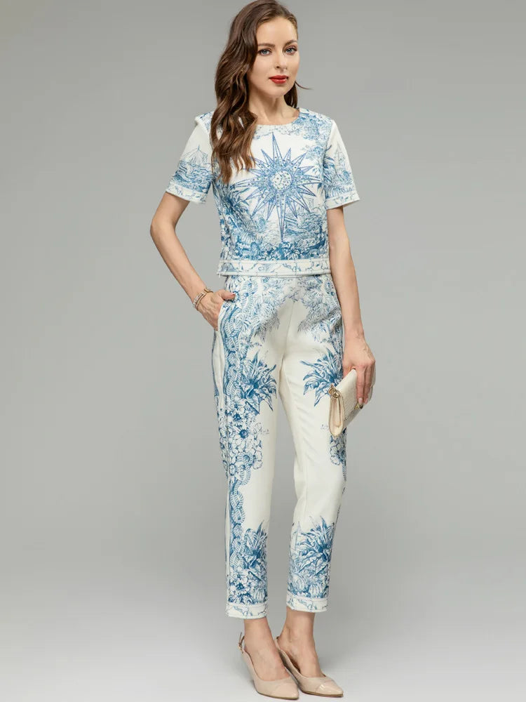 Crystal Beading Formal Pants Suit