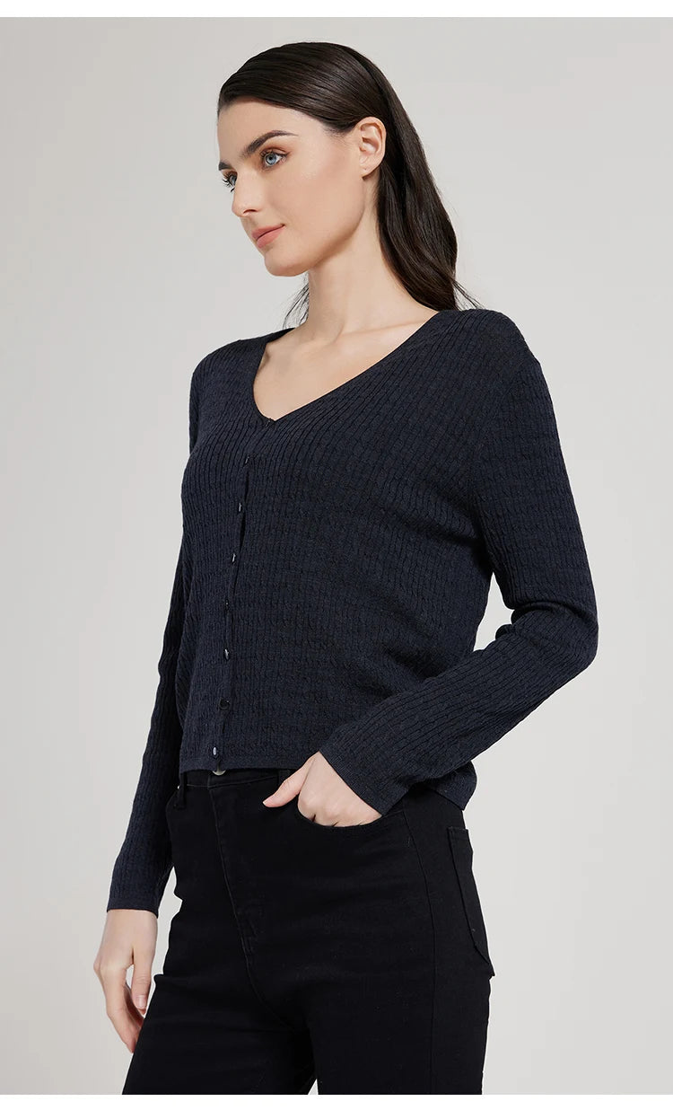 Smart Wool Blend Knitted Cardigan
