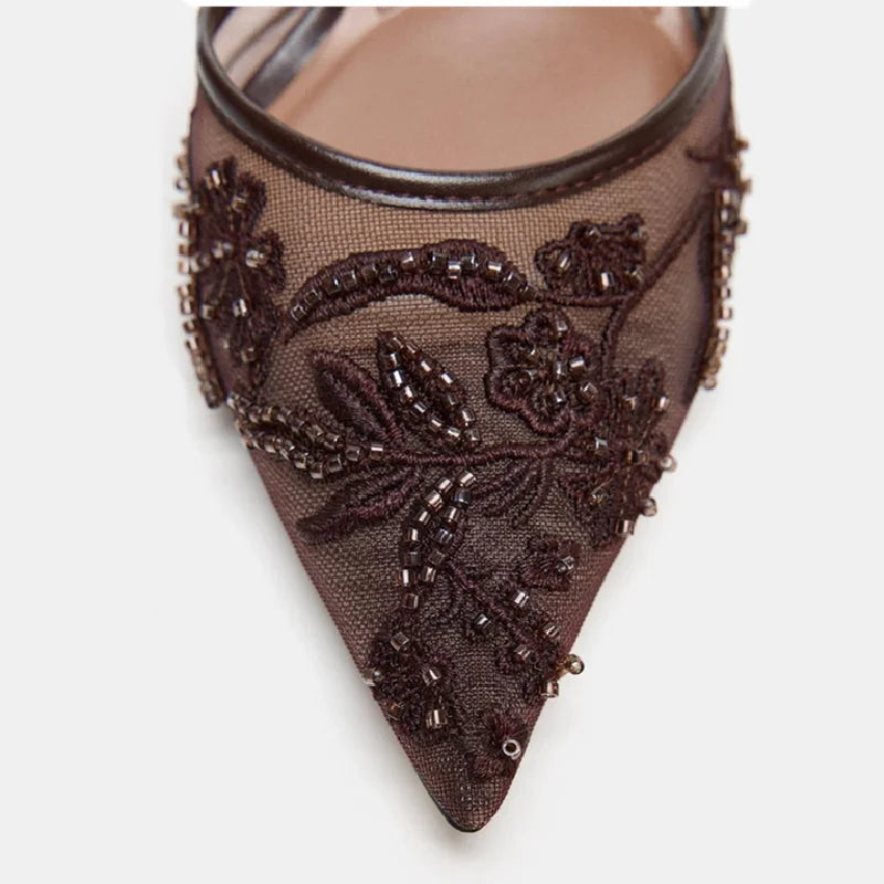 Luxury Mesh Embroider High Heels