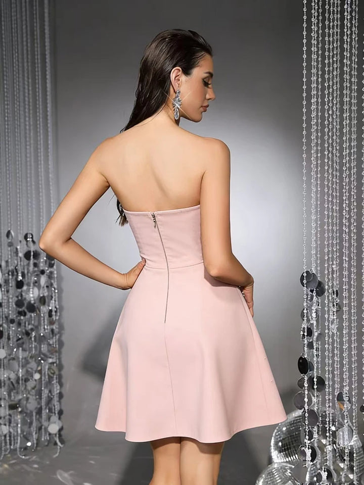Embellished Rhinestones Mini Dress