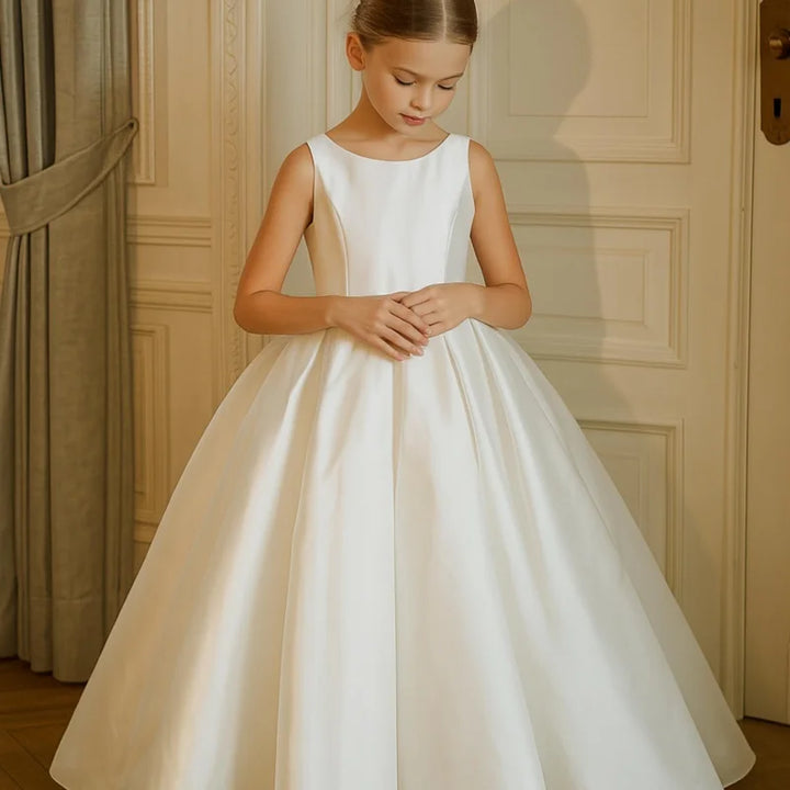 Classic Bow Strap Little Bridesmaid Ball Gown