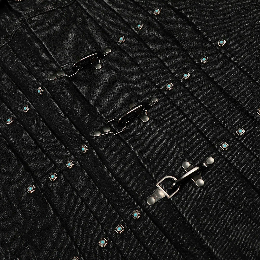 Vintage Turquoise Buttons Denim Jacket