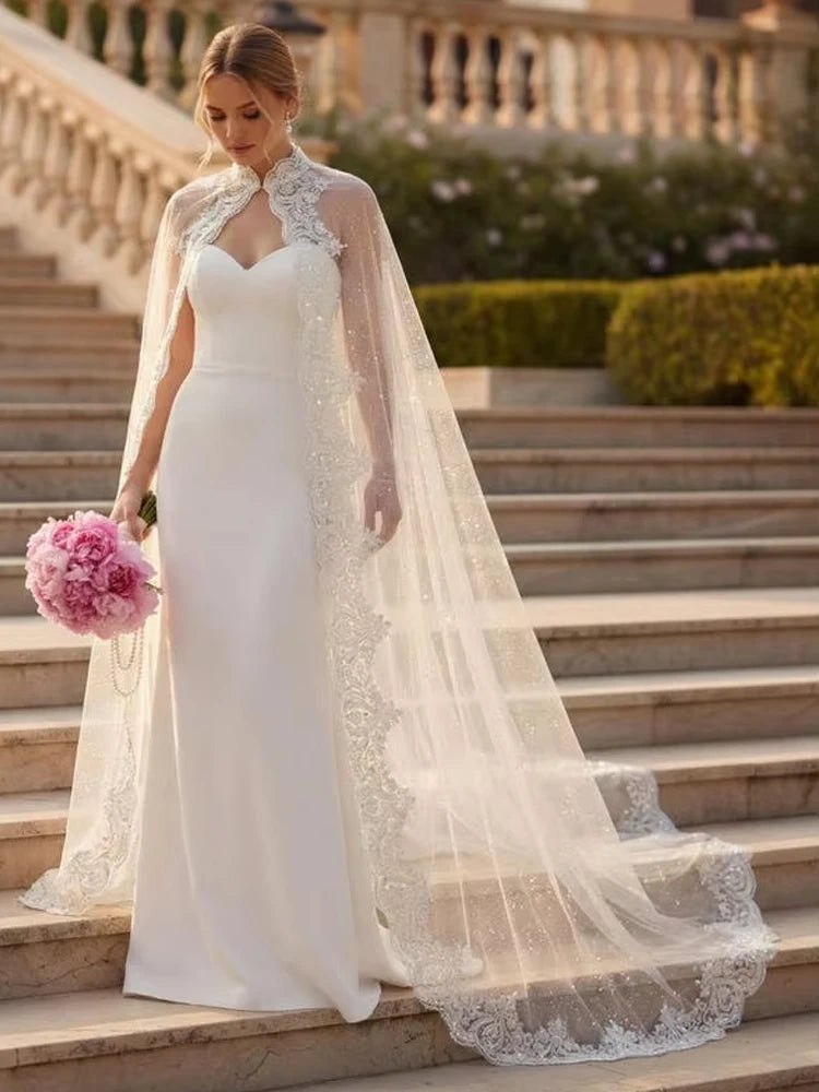 Luxury Appliqued Beaded Wedding Shawl