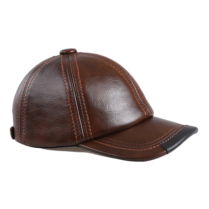 Real Cowhide Leather Men's Baseball Cap