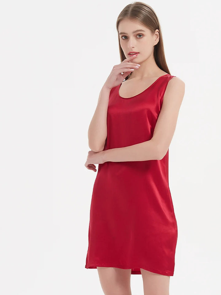 Simple Sleeveless Mini Silk Dress