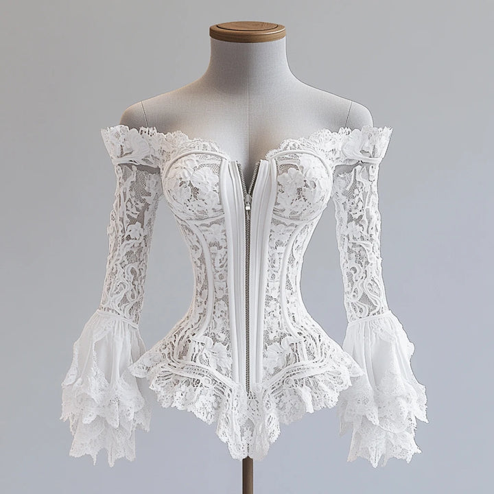 Elegant Neat Off-Shoulder Lace Blouse